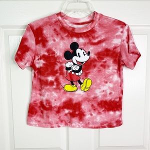 Disney Mickey Mouse Tie Dye Crop SS Tee Shirt